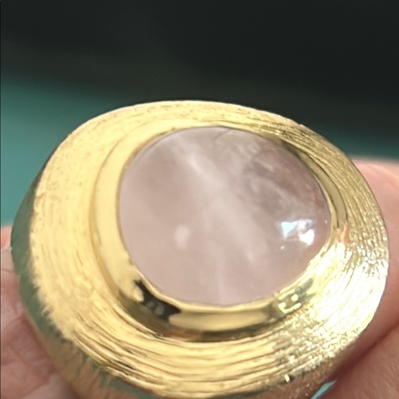 Cole Haan Rose Quartz Brushed Gold Tone Artisanal Statement Ring - Picture 9 of 9